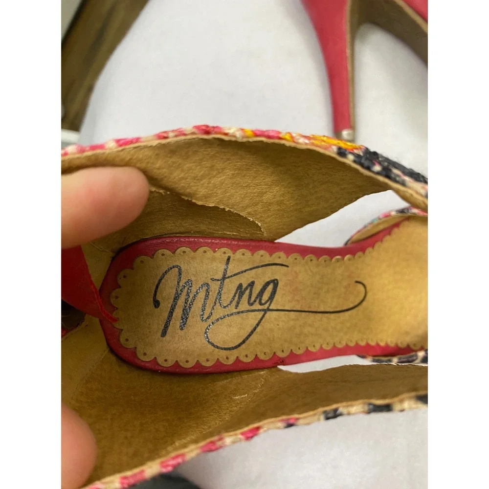 Women's Pink Tan Tribal Print‎ Stiletto Heels Sandals Open Toe Bow Ankle Strap